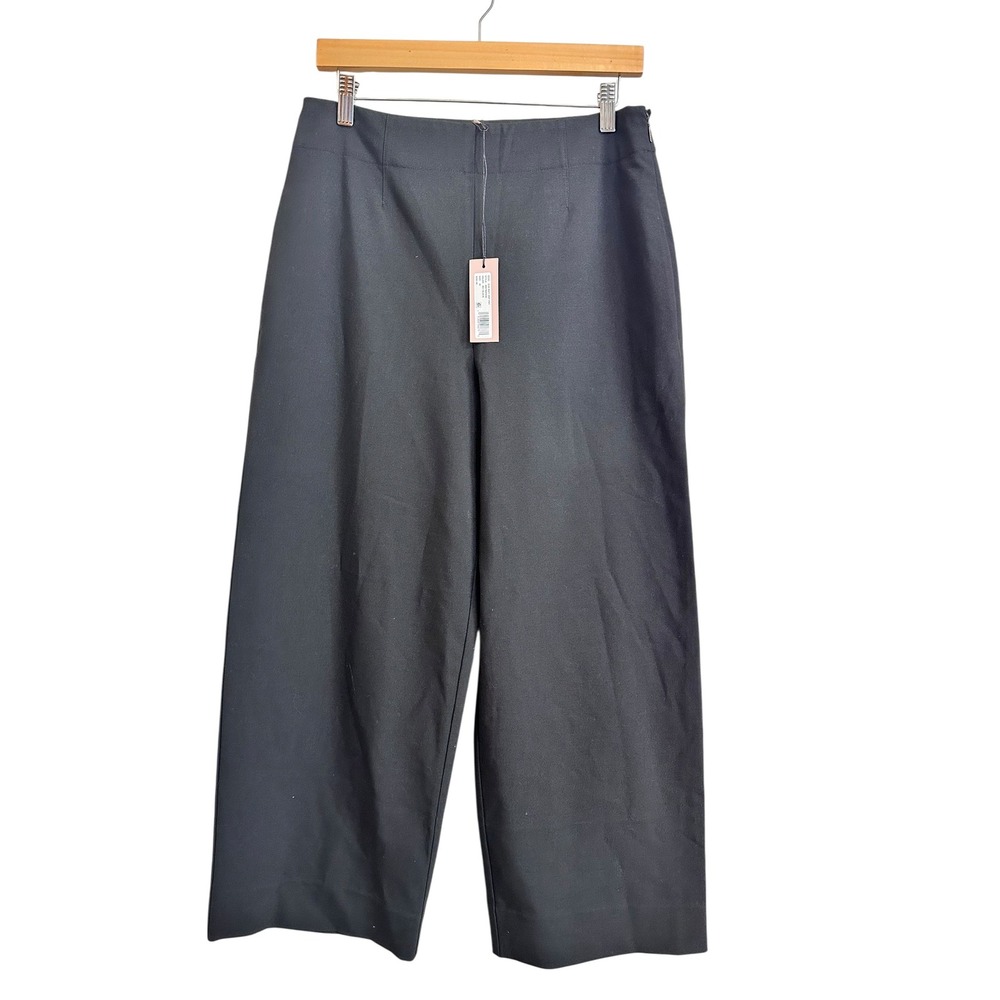 Tailored by Rebecca Taylor Black clean suit Cropped Wide‎ Leg Pant 10 NEW $295